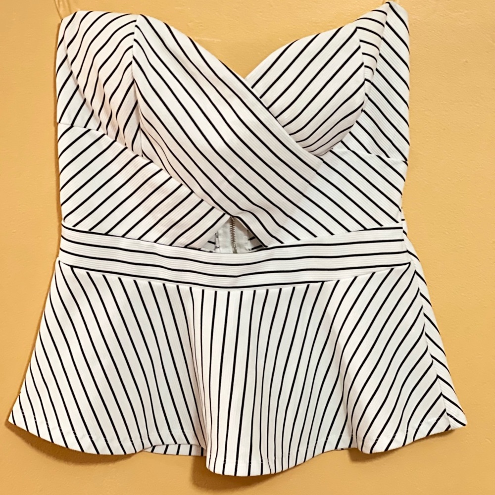 Charlotte Ruse white with black stripes top/blouse